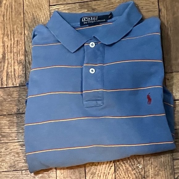 Polo by Ralph Lauren Men's Blue and Orange Striped Polo - Picture 5 of 8